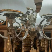 لوستر ۴ شاخه ملیکا حباب خارجی طلایی و نقره ای|لوستر و چراغ آویز|اراک, |دیوار