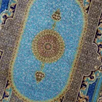 تک قالیچه آبی تار و پود ابریشم ۳ متر|فرش|قم, چهار مردان|دیوار