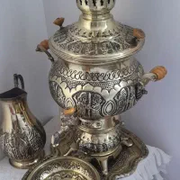 سماور سیاه قلم بسیار زیبا و انتیک نو نو اک|کلکسیون اشیاء عتیقه|ارومیه, |دیوار