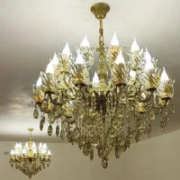 لوستر2+22شعله برنز اصل پرکاروسنگین تولیدی رستمی|لوستر و چراغ آویز|زنجان, |دیوار