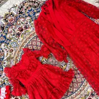 ست لباس یلدایی مادردختری نو سایز۳/۲سال