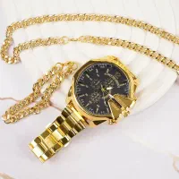 پک ست ساعت دستبند گردنبند مردانه /آکبند/ نیم ست