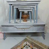 مبل ۷نفره و جلو مبلی میز عسلی و پرده و میز تلفن|مبلمان خانگی و میز عسلی|کاشمر, |دیوار