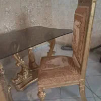 میز ناهار خوری ۸ نفره با ۴ صندلی طلایی شیک|میز و صندلی غذاخوری|تهران, جنت‌آباد مرکزی|دیوار
