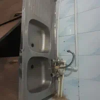 کابینت فلزی ۳ تیکه با آبچکان وسینک ظرفشویی