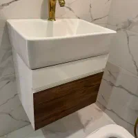 باکس و سنگ روشویی طرح چوب در حد نو