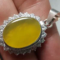 مدال نقره گردنی دور جواهری