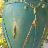 گلدان سفالی پتینه کاری نقاشی طرح مدرن دکوری|مجسمه، تندیس، ماکت|همدان, |دیوار