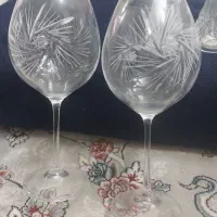 ۴عدد جام کریستال اصل و ۶ عدد نمکدان کرستال