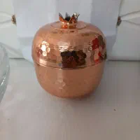 قندان مسی. ظروف شیشه لیمون وظرف چینی