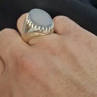 انگشتر عقیق کبود خطی یمنی