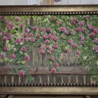 تابلو رنگ‌ روغن برجسته طرح گل رز