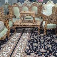 مبلمان و میز ناهارخوری منبت ساخته شده با چوب گردو