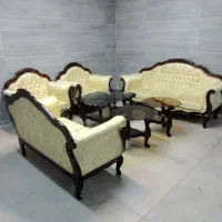 مبل کلاسیک فندوقی با کاور و جلومبلی|مبلمان خانگی و میز عسلی|اصفهان, خانه اصفهان|دیوار