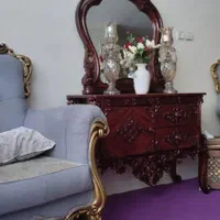 مبل هفت نفره وپرده شاین کارشده کنسول واینه شمعدونی|مبلمان خانگی و میز عسلی|گلستان (تهران), |دیوار