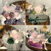 باکس گیفت شمع گل تدی معطر