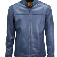 کت چرم سرمه ای