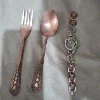 ساعت/یک جفت‌قاشق وچنگال مس