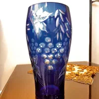 دو عدد گلدون نو دو پوسته رنگ آبی کاربونی