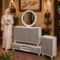 ست سفید اقتصادی حراجی کنسول میزتلویزیون جاکفشی
