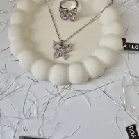 گوشواره و انگشتر و گردنبند استیل