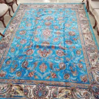 فرش ۹ متری آبی درباری، طرح ابریشم برند تافته کاشان