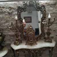 اینه شمعدان با ساعت برنز