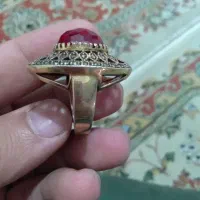 انگشتر نقره با نگین یاقوت سرخ آبکاری طلا جواهری|جواهرات|بروجرد, |دیوار