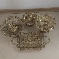 ظروف پذیرایی برنز همراه سطل وجا دستمالی