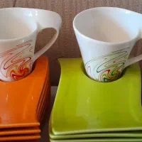 دو سرویس چایخوری رنگ سبز و نارنجی|سرویس روتختی|تهران, تهرانسر شمالی|دیوار