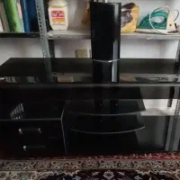 میز تلویزیون شیشه ای چوبی