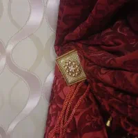 دستک پرده مخمل زرشکی درجه ۱ ترک در حد نو|پرده، رانر، رومیزی|قوچان, |دیوار