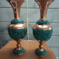 گلدان فیروزه کوبی زیبا وشیک|صنایع دستی و سایر لوازم تزئینی|اصفهان, ابر|دیوار