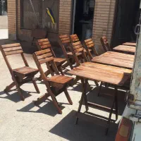 میز صندلی تاشو چوبی کافه قهوه