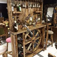 میز بار کافی بار کانتر چوبی روستیک کافه ای باغی