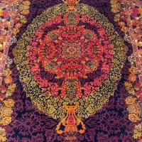 فرش دستباف (بساک) تمام ابریشم اصل قم ۷۰ رج|فرش|مشکین‌دشت, |دیوار