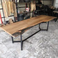 میز نهارخوری دوازده نفره روستیک چوب توسکا و فلز|میز و صندلی غذاخوری|تهران, شهرک شریفی|دیوار