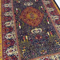 فرش دستبافت6متری پشم و ابریشم/سرمه ای/اقساط