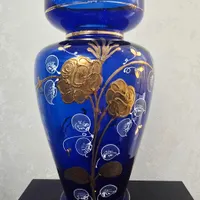 گلدان قدیمی کبالت طلاکوب