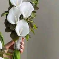 دسته گل عروس عقد لمسی حریر و پارچه ای