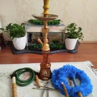 دو عدد قلیان برنج و چوب