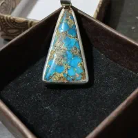 گردن آویز نقره سنگ فیروزه نیشابور