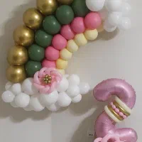 ریسه بادکنک رنگین کمان و بوکت عدد