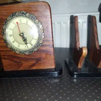 ساعت رومیزی و پایه موبایل ست چوبی