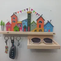 جا کلیدی چوبی با طرح خانه دست ساز