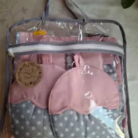 نیم ست جذاب دخترونه خال خالی طوسی صورتی پاستیل