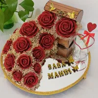 سینی حنا ، دسته گل ، گیفت ، شمع