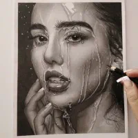 نقاشی سیاه قلم و مدادرنگی