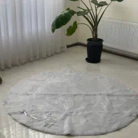 فرش گرد سفید ۱۸۰/۱۸۰ دو عدد نو نو استفاده نشده