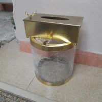 جای دستمال و سطل طلایی شیک